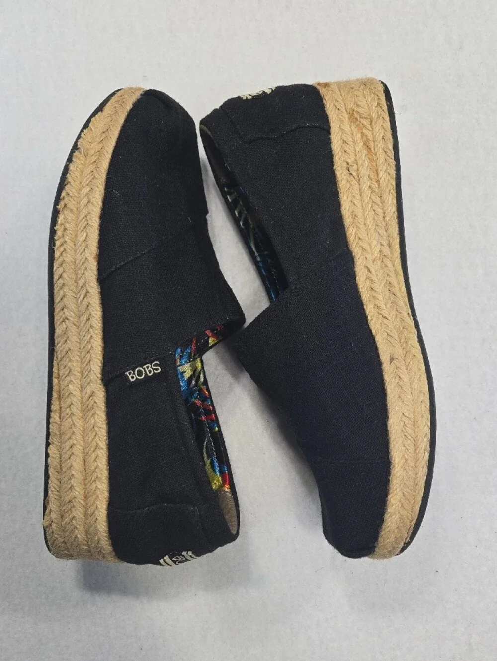 Skechers Bob's Black Canvas Espadrille-Style Slip-On